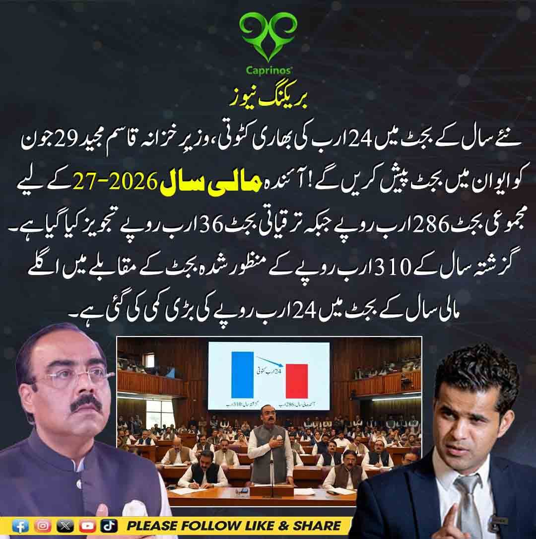 آزاد کشمیر بجٹ 2026-27 میں 24 ارب روپے کی کٹوتی، وزیر خزانہ قاسم مجید 29 جون کو بجٹ پیش کریں گے۔