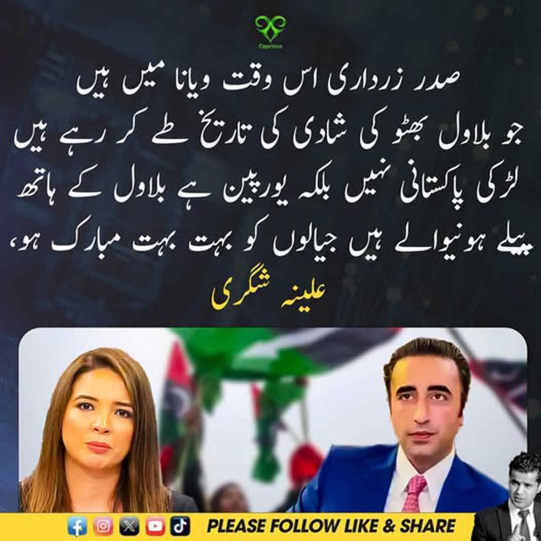 بلاول بھٹو کی شادی سے متعلق علینہ شگری کا دعویٰ۔