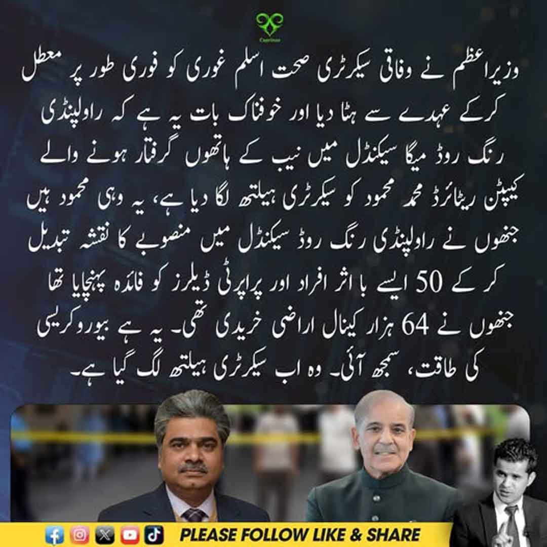 اسلم غوری کی معطلی اور کیپٹن ریٹائرڈ محمد محمود کی سیکرٹری صحت تعیناتی۔