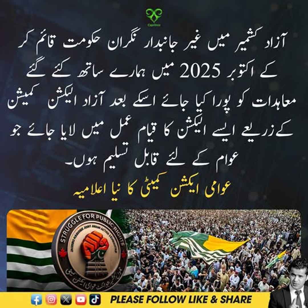 عوامی ایکشن کمیٹی کے نئے اعلامیے کی نمائشی تصویر۔