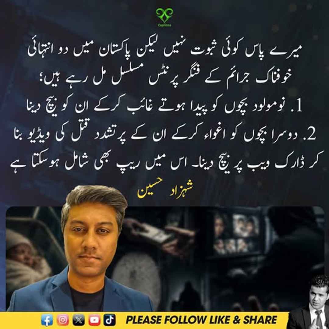 شہزاد حسین کا بچوں سے متعلق سنگین جرائم کے خدشات پر بیان۔