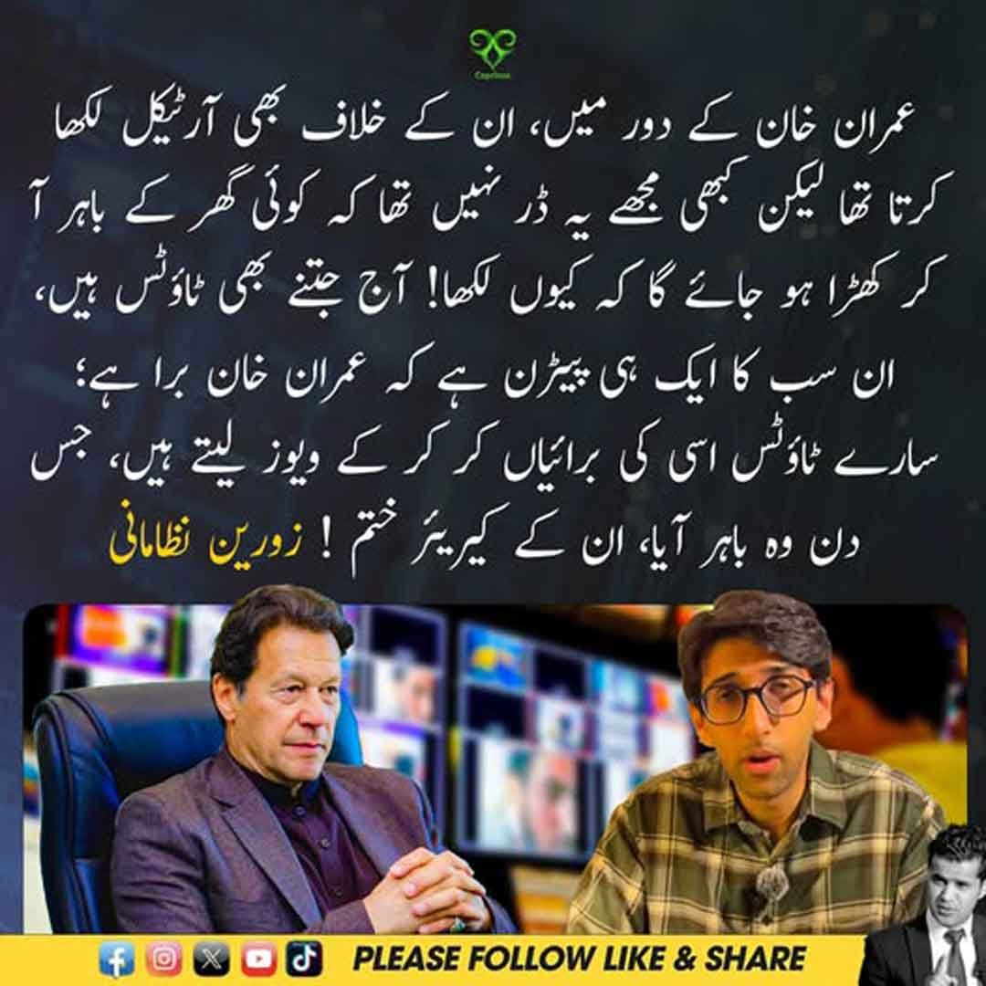 زورین نظامانی کا عمران خان اور پاکستانی میڈیا سے متعلق بیان۔