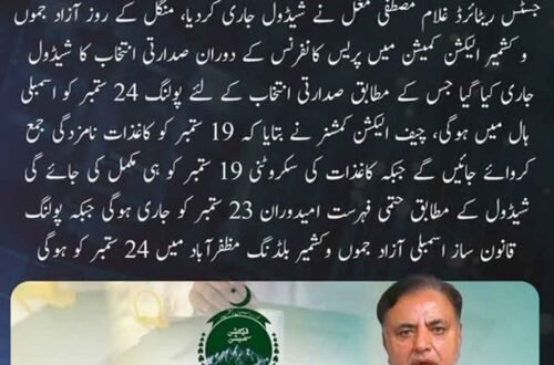 آزاد جموں و کشمیر کے صدارتی انتخاب کا شیڈول