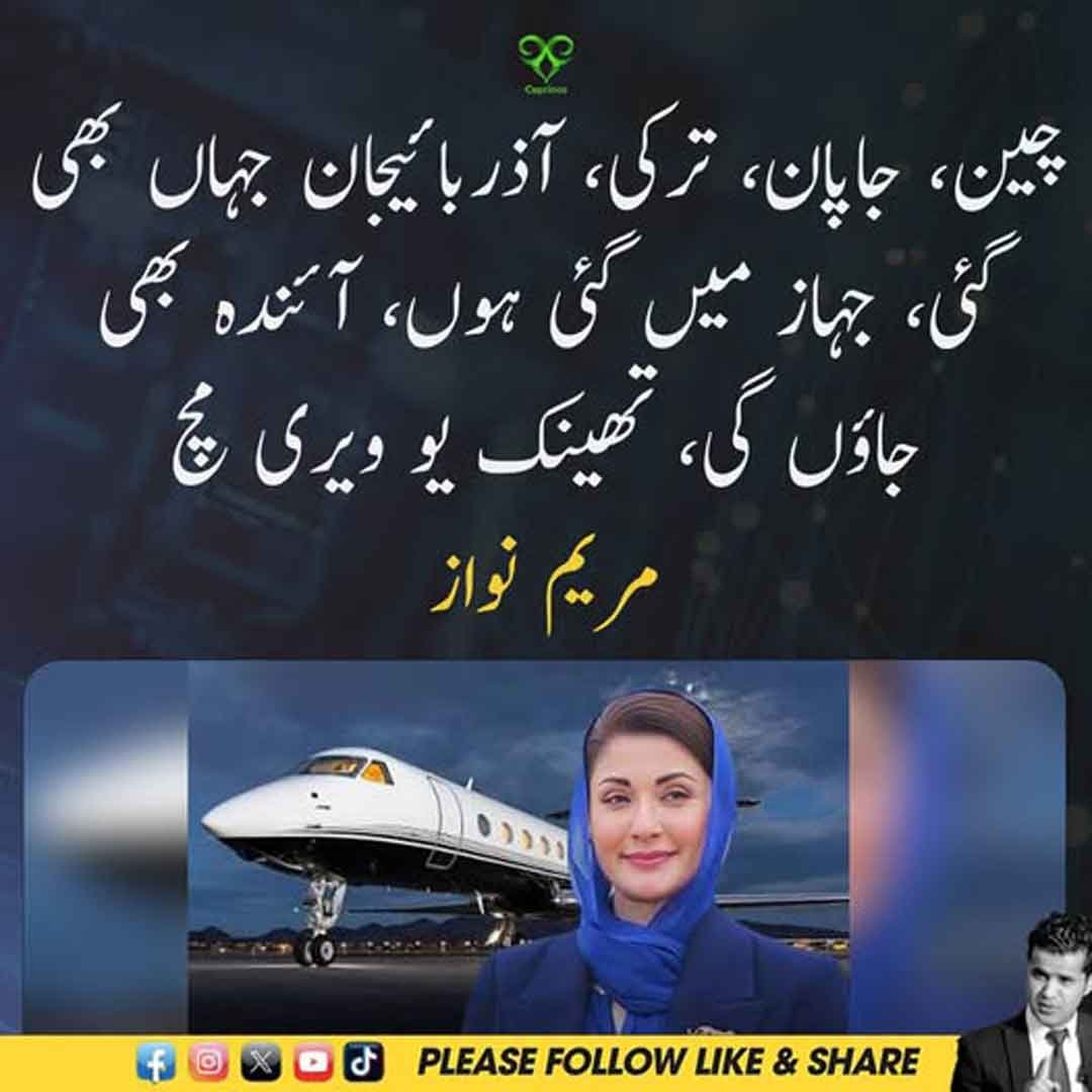 مریم نواز کا بیرون ملک دوروں اور جہاز کے سفر سے متعلق بیان