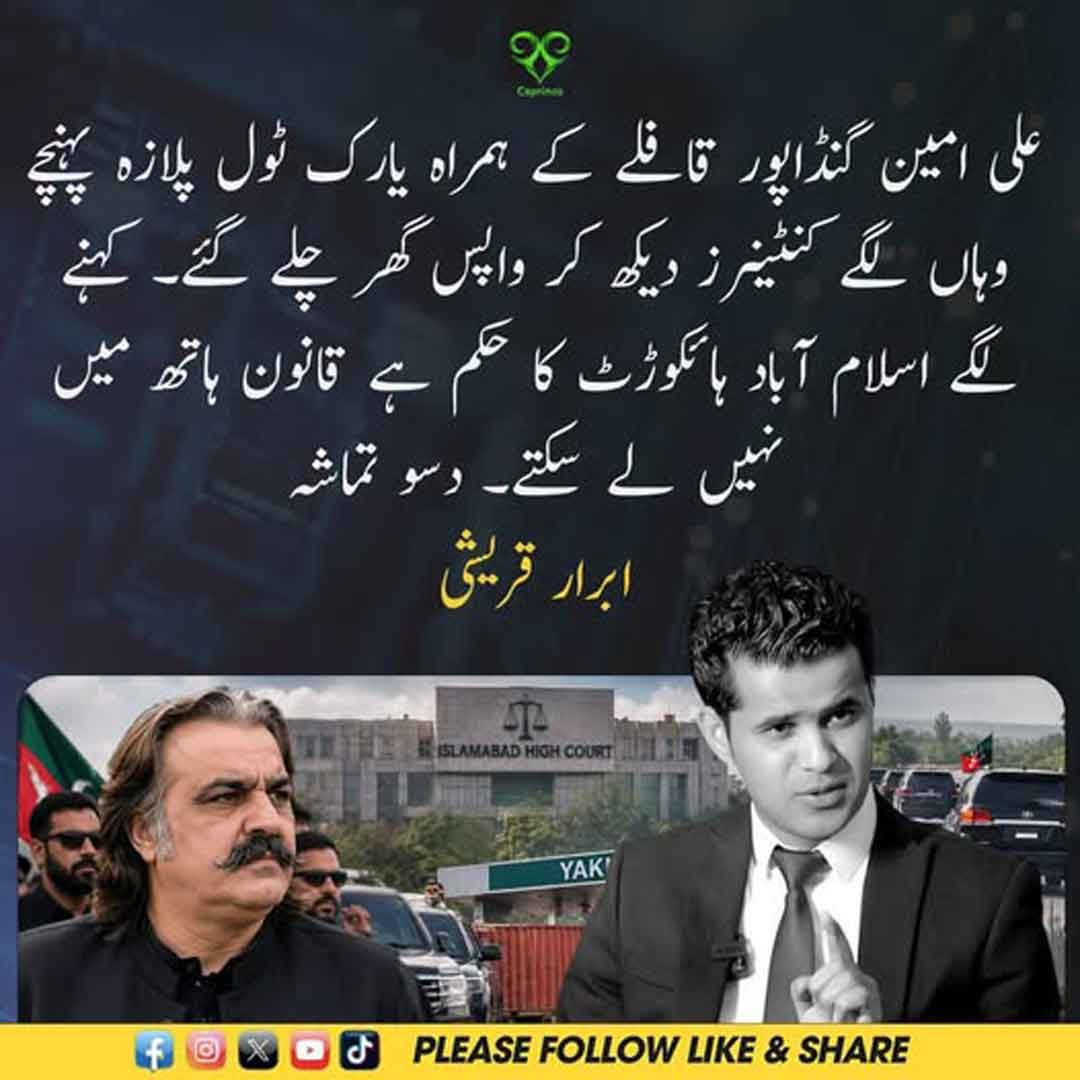 علی امین گنڈاپور کے یارک ٹول پلازہ پہنچنے سے متعلق بیان