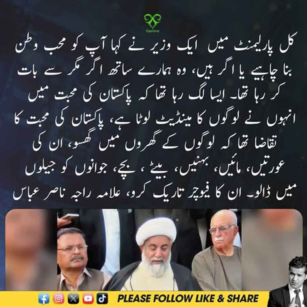 علامہ راجہ ناصر عباس کا پارلیمنٹ میں حکومتی وزیر کے بیان اور عوامی مینڈیٹ سے متعلق مؤقف
