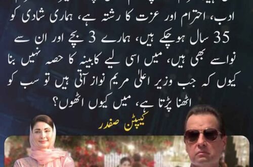 کیپٹن صفدر کا مریم نواز سے متعلق بیان