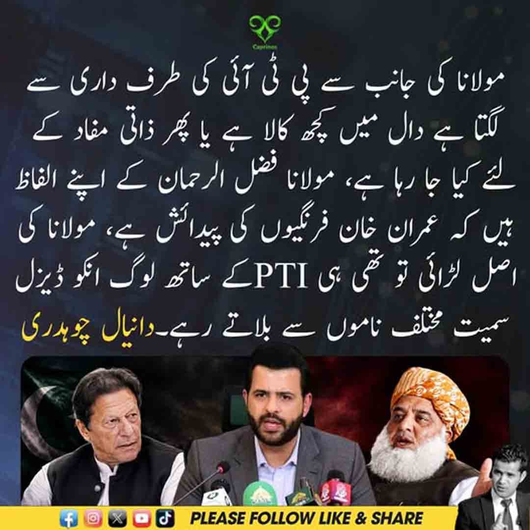 دانیال چوہدری کا مولانا فضل الرحمان اور پی ٹی آئی سے متعلق بیان