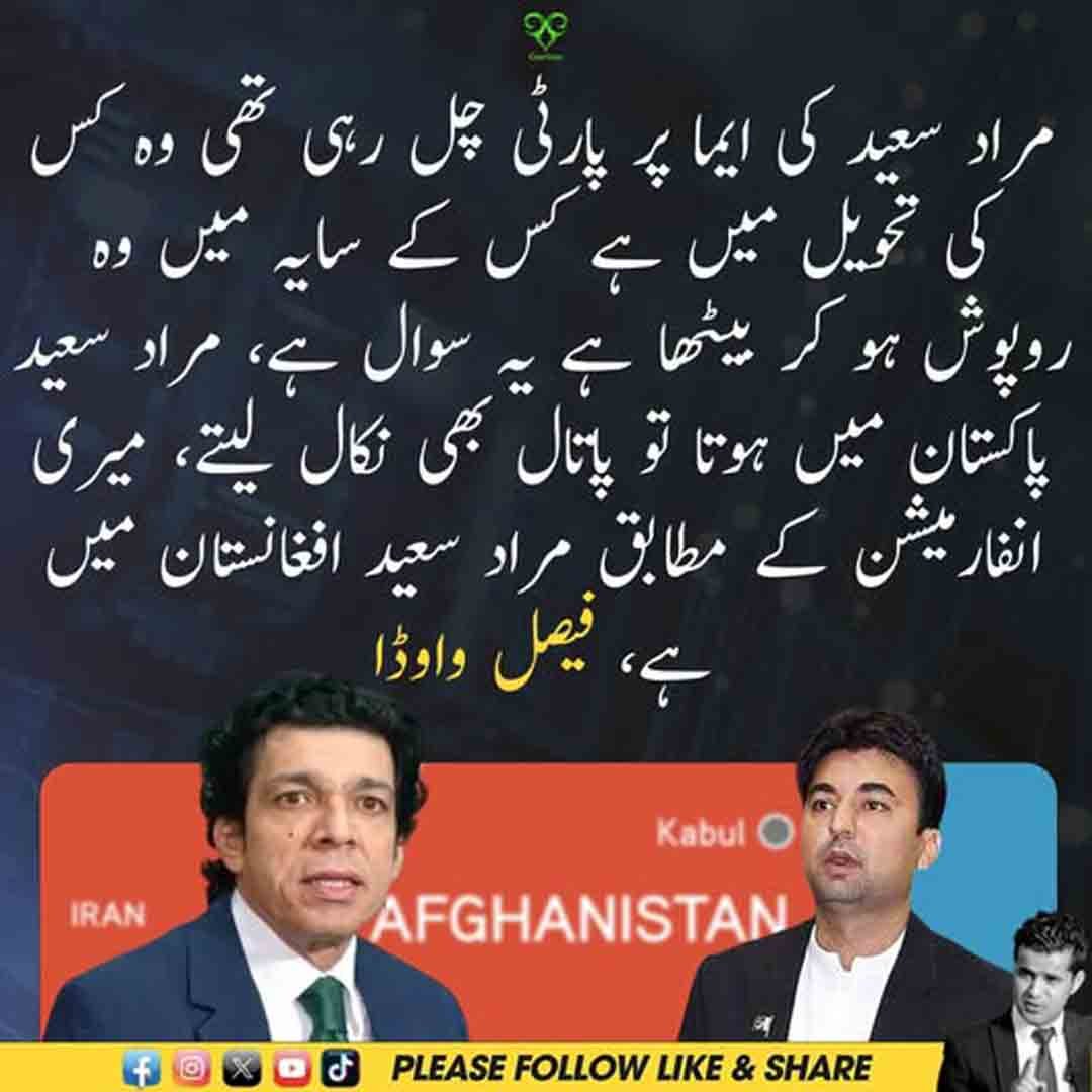 فیصل واوڈا کا مراد سعید کی موجودگی اور افغانستان سے متعلق بیان