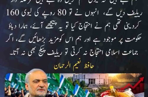 حافظ نعیم الرحمان کا لیوی میں اضافے اور حکومتی ریلیف پیکج سے متعلق بیان