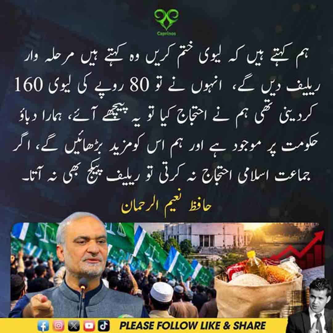 حافظ نعیم الرحمان کا لیوی میں اضافے اور حکومتی ریلیف پیکج سے متعلق بیان