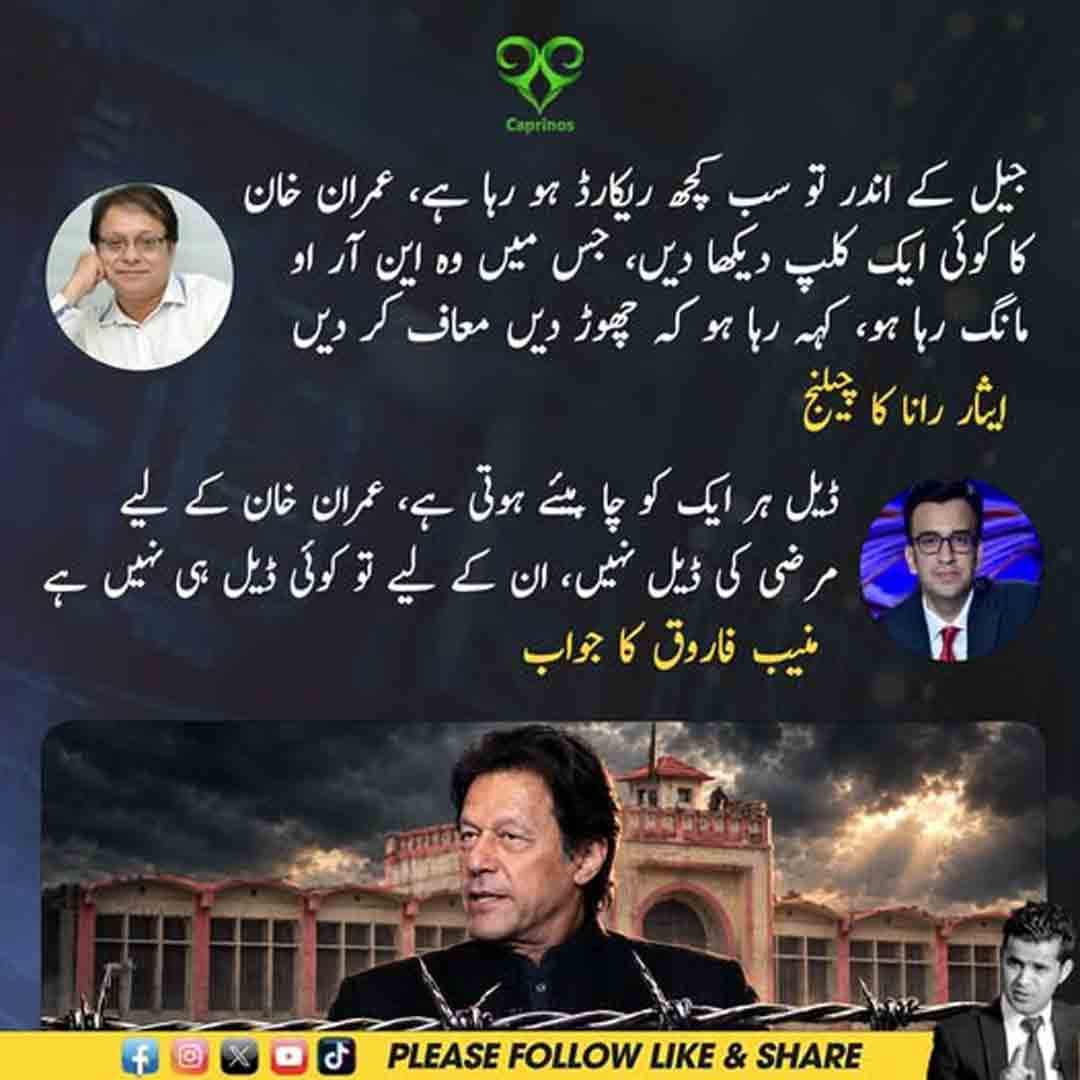 ایثار رانا کا عمران خان کے این آر او سے متعلق کلپ دکھانے کا چیلنج اور منیب فاروق کا جواب