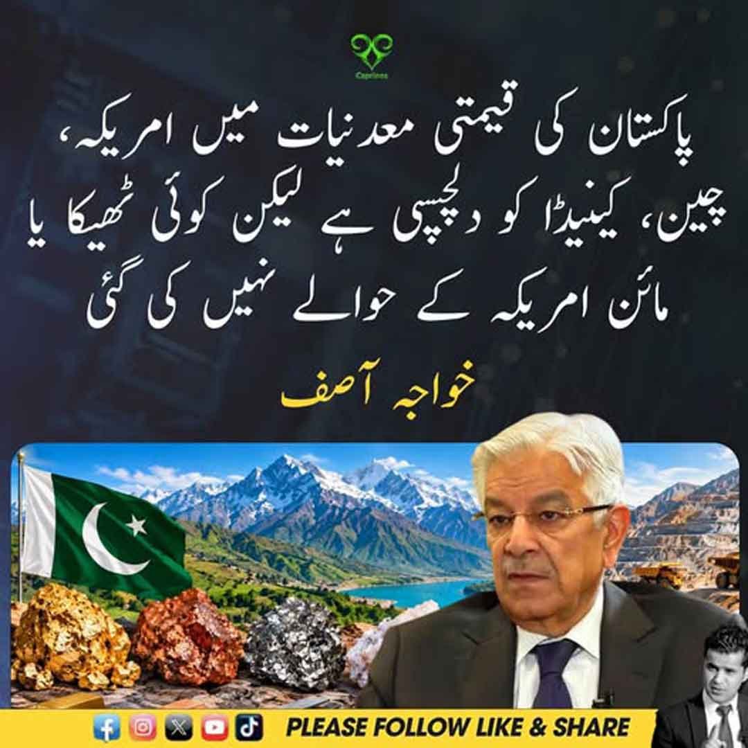 خواجہ آصف کا پاکستان کے معدنی ذخائر اور غیر ملکی دلچسپی سے متعلق بیان