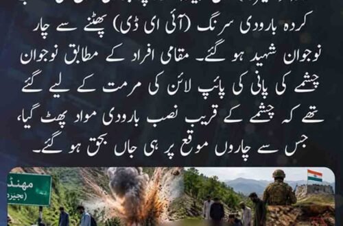 مہنڈلہ ہجیرہ میں مبینہ بارودی سرنگ کے دھماکے سے چار نوجوانوں کی ہلاکت کا واقعہ