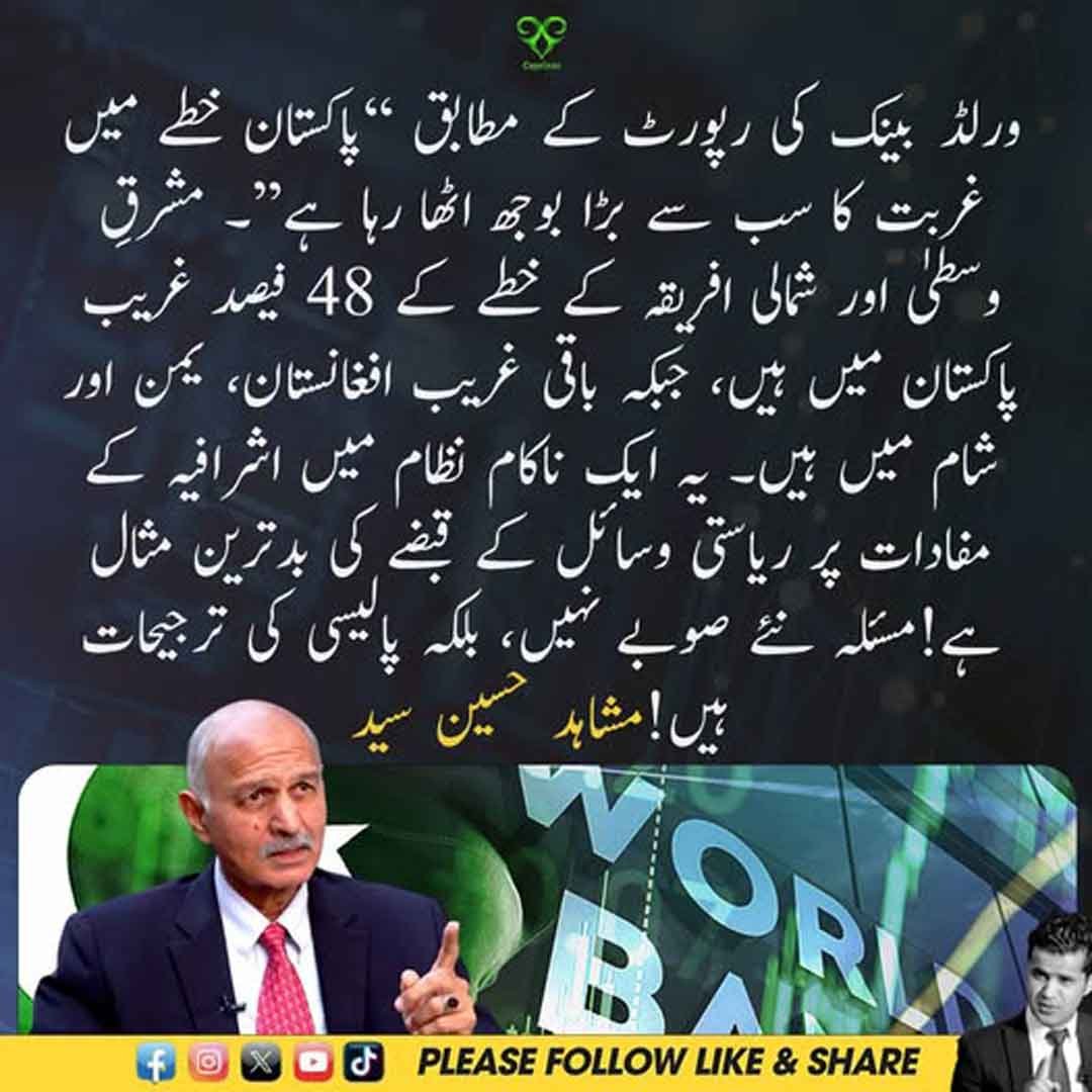 مشاہد حسین سید کا پاکستان میں غربت اور پالیسی ترجیحات سے متعلق بیان