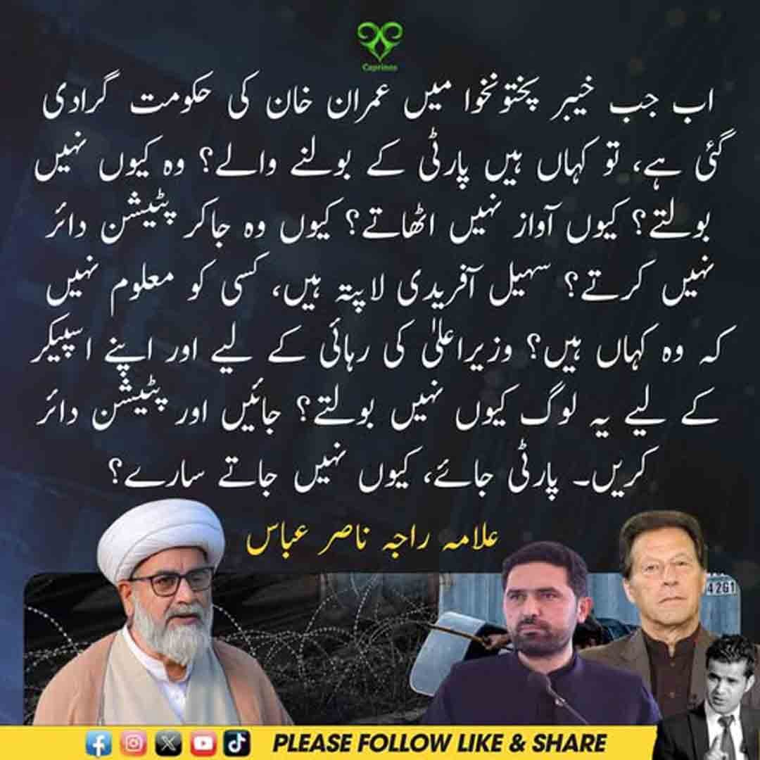 علامہ راجہ ناصر عباس کا پی ٹی آئی قیادت اور سہیل آفریدی سے متعلق بیان
