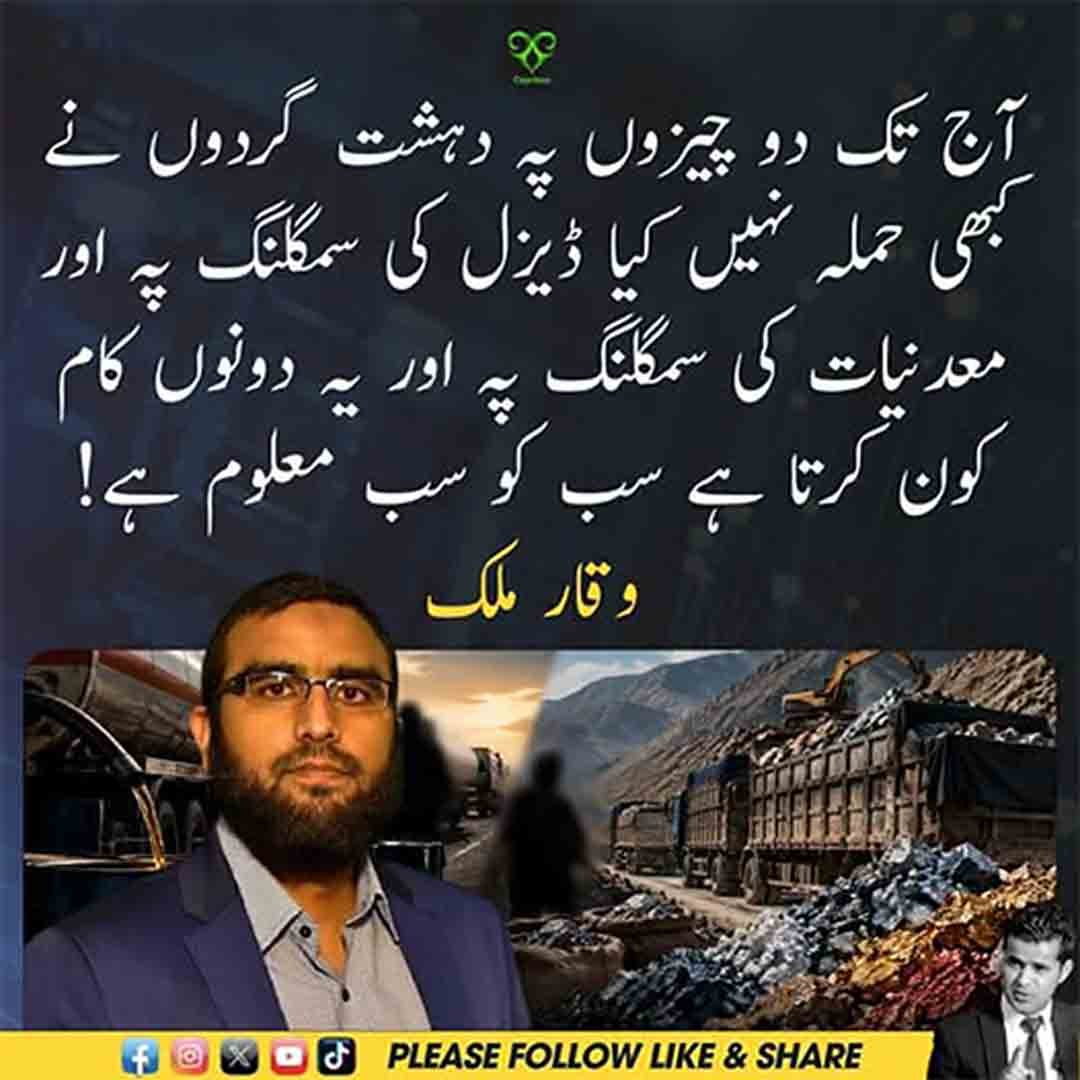وقار ملک کا ڈیزل اور معدنیات کی اسمگلنگ اور دہشت گردی سے متعلق بیان